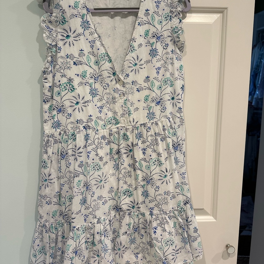 Floral Mini Dress in Blue and White